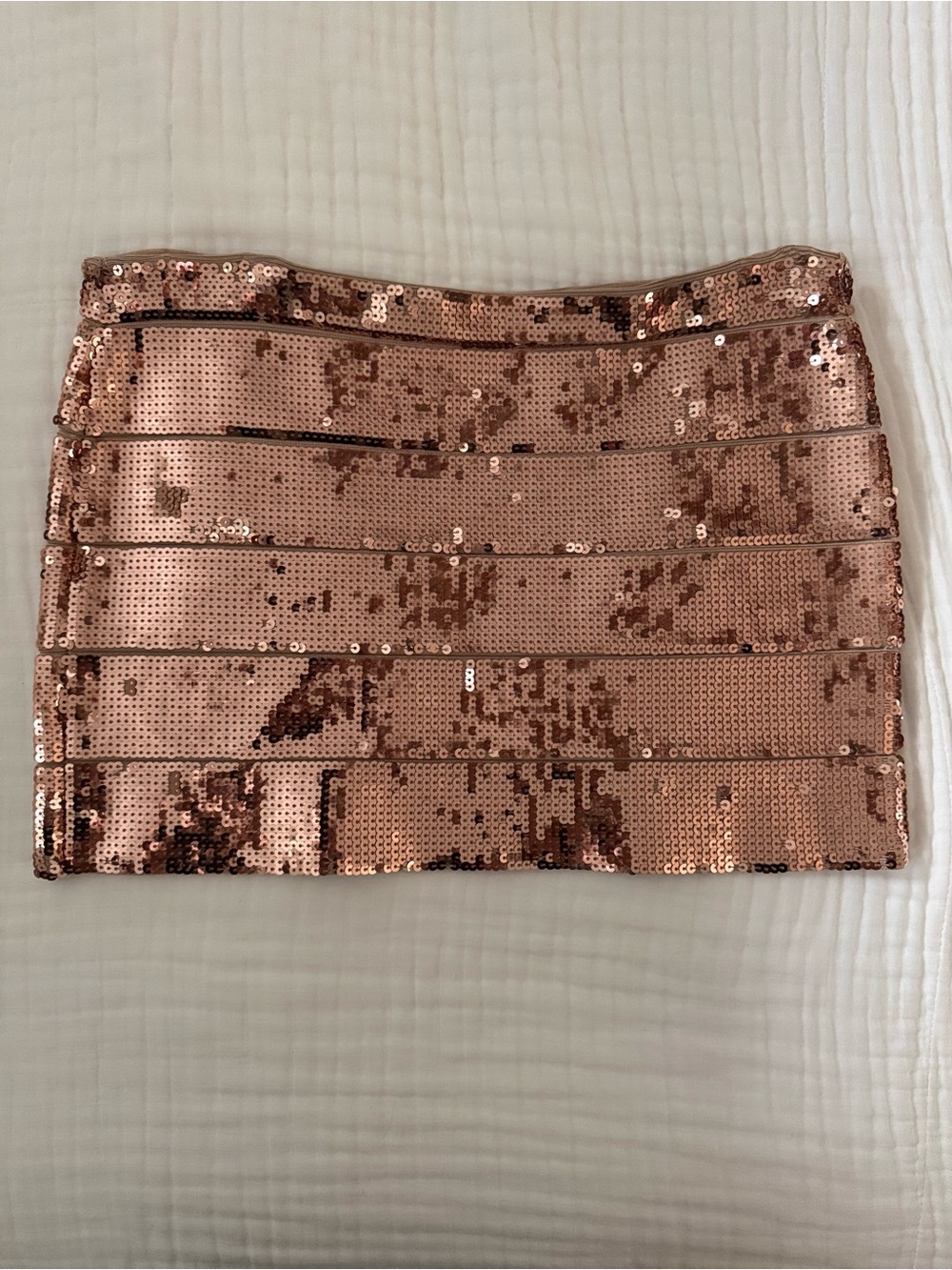 Haute Hippie Rose Gold Sequin Bandage Mini Skirt